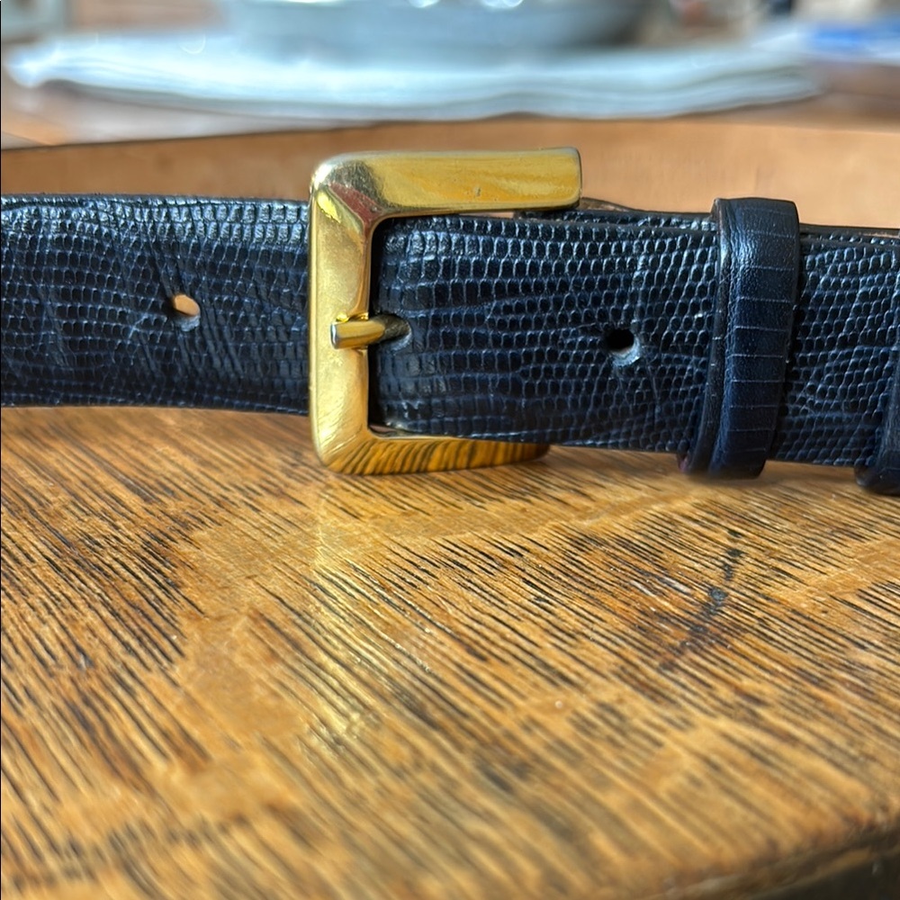 Talbots Black Belt with Gold Buckle
